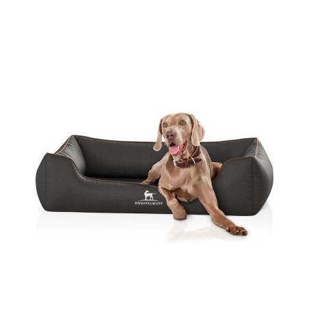 Knuffelwuff Orthopädisches Hundebett Amelie aus Velours mit Handwebcharakter schwarz XXXL