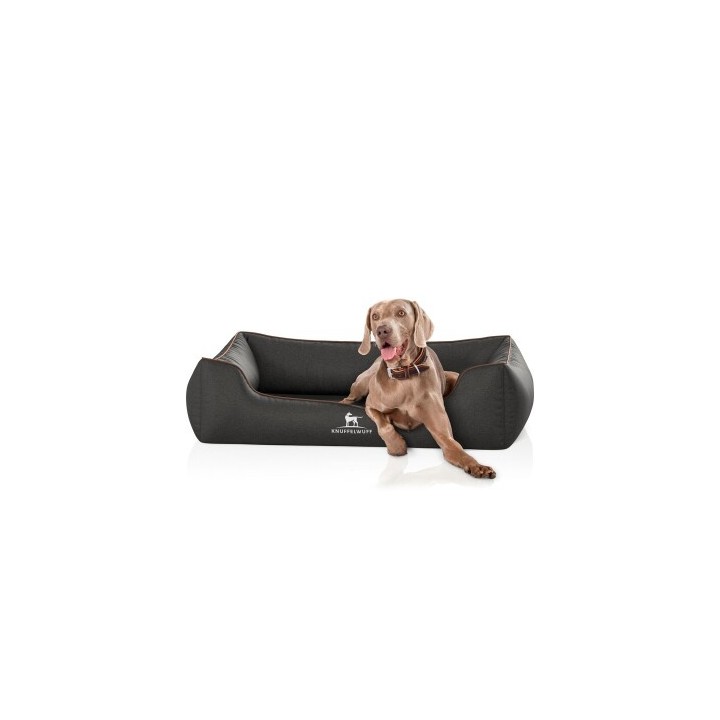 Knuffelwuff Orthopädisches Hundebett Amelie aus Velours mit Handwebcharakter schwarz XXXL