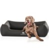 Knuffelwuff Orthopädisches Hundebett Amelie aus Velours mit Handwebcharakter schwarz XXXL