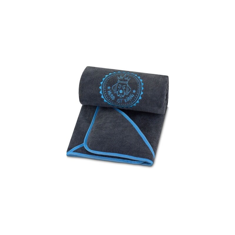 HUND IST KÖNIG ® Hundehandtuch extra saugfähig | Hunde Handtuch aus Mikrofaser mit 4 Eingriffen blau