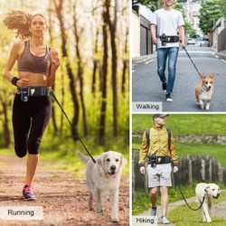 Freihändige Hüfttasche für Hunde mit Leine, reflektierende Hüfttasche mit einziehbaren Gummibändern, Kotbeutelspender grau