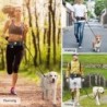 Freihändige Hüfttasche für Hunde mit Leine, reflektierende Hüfttasche mit einziehbaren Gummibändern, Kotbeutelspender grau