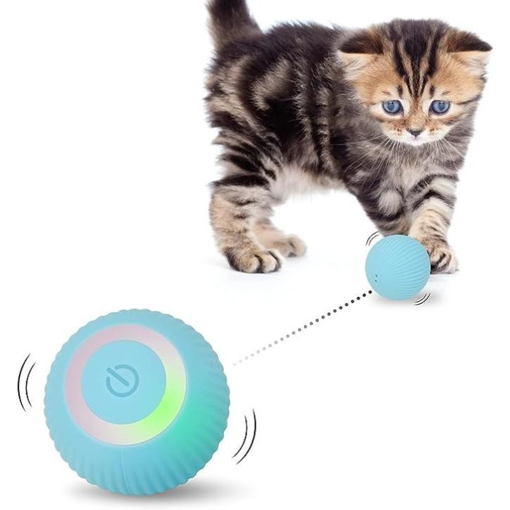 Elektrisches Katzenballspielzeug, intelligentes Katzenspielzeug, interaktiver Ball, automatischer 360° selbstdrehender rollen