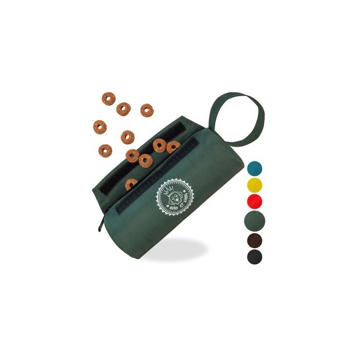 HUND IST KÖNIG ® Futterbeutel Hund | Futterdummy Hunde | Apportierbeutel für Hunde mit Handschlaufe dunkles olivgrün