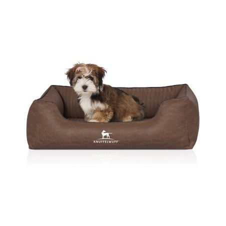 Knuffelwuff Orthopädisches Hundebett Columbia aus laser-gestepptem Kunstleder braun M-L