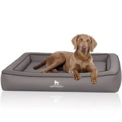 Knuffelwuff Orthopädisches Hundebett aus Laser gestepptem Kunstleder Hampstead grau XXXL