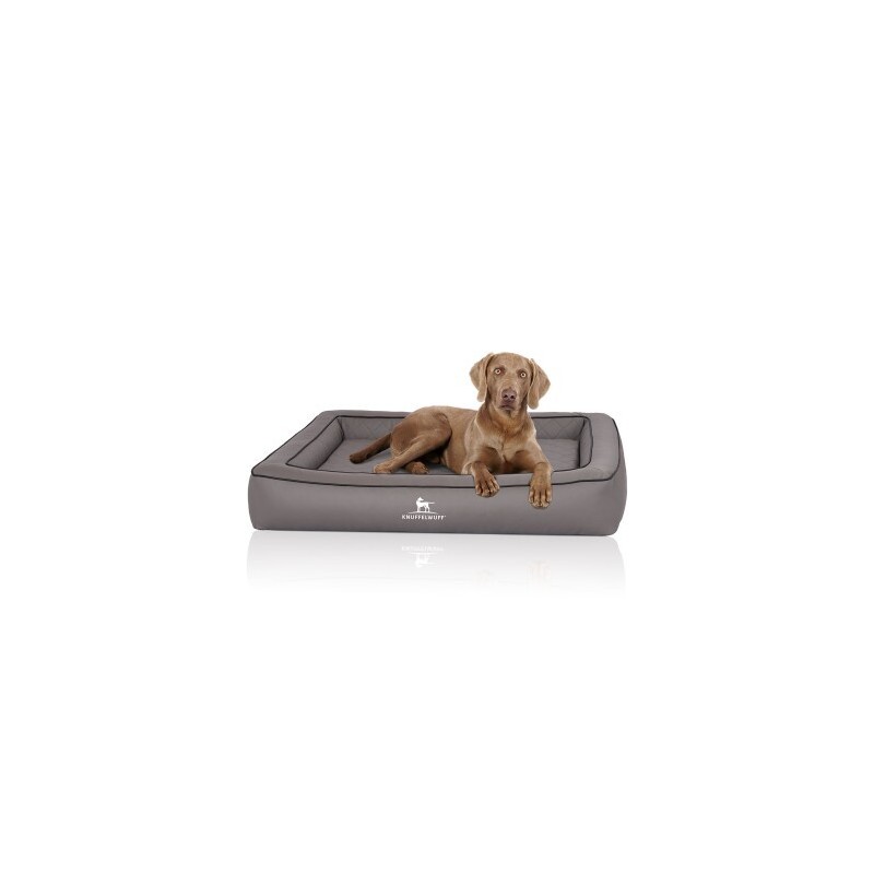Knuffelwuff Orthopädisches Hundebett aus Laser gestepptem Kunstleder Hampstead grau XXXL