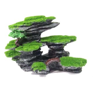 Grüne Moos-Flaum-Brücke, Aquarium-Ornament, künstlicher Fisch, Garnelen-Versteck, Aquarium-Zubehör 01