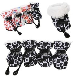 4 teile/satz Wasserdichte Winter Haustier Hund Schuhe Anti-slip Regen Schnee Stiefel Schuhe Dicke Warme Für Kleine Katzen Wel