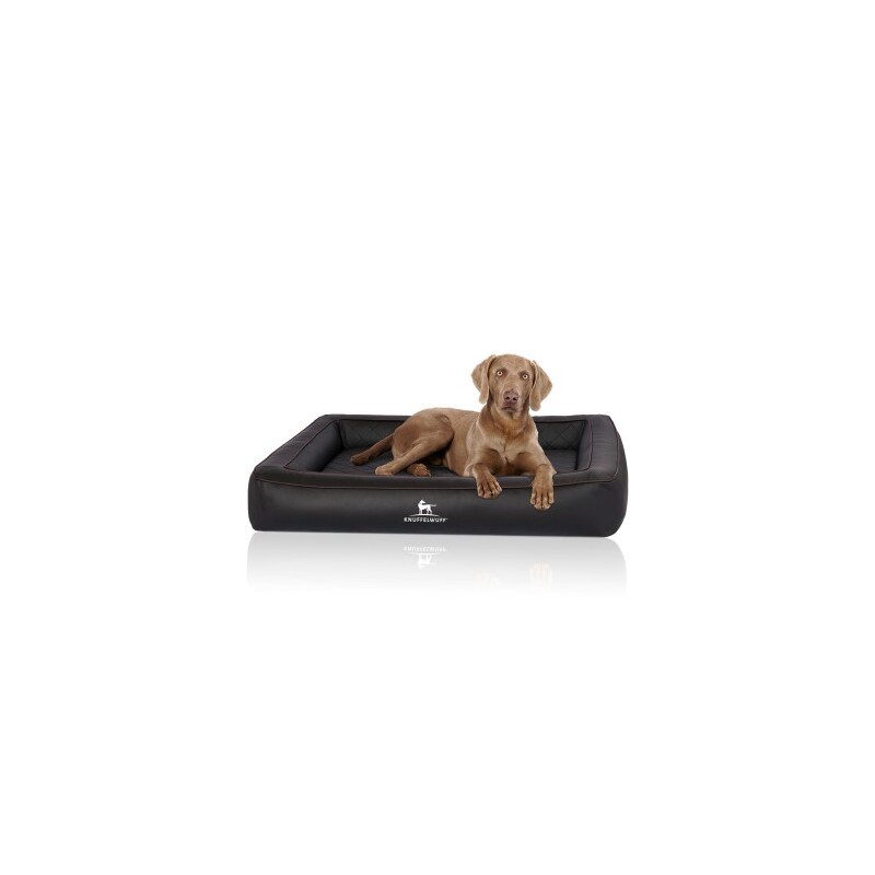 Knuffelwuff Orthopädisches Hundebett aus Laser gestepptem Kunstleder Hampstead schwarz XXXL