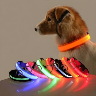 Hundehalsband aus Nylon, LED-Nachtsicherheit, blinkend, leuchtet im Dunkeln, Haustier-Hundeleine, leuchtendes fluoreszierende
