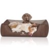 Knuffelwuff Orthopädisches Hundebett Outlander aus laser-gestepptem Kunstleder braun/ grau XL