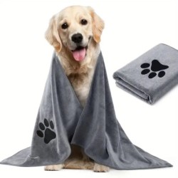 Mikrofaser-Badetuch für Haustiere, bestickt, superweich, saugfähig, schnelltrocknend, dicke Hunde-/Katzendecke für Hunde, Bad