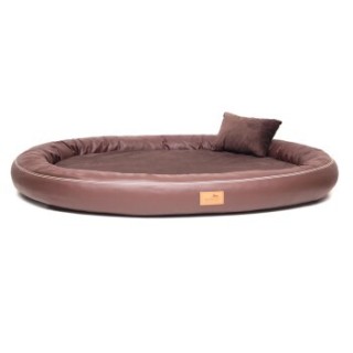 Tierlando ® GILBERT ORTHO Soft LATEX - Orthopädisches Hundebett aus Kunstleder braun 1,2 m, 16 cm, 1 m