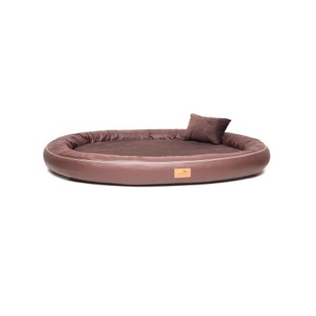 Tierlando ® GILBERT ORTHO Soft LATEX - Orthopädisches Hundebett aus Kunstleder braun 1,2 m, 16 cm, 1 m