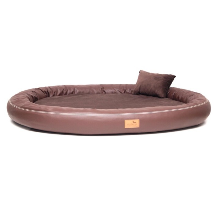 Tierlando ® GILBERT ORTHO Soft LATEX - Orthopädisches Hundebett aus Kunstleder braun 1,2 m, 16 cm, 1 m