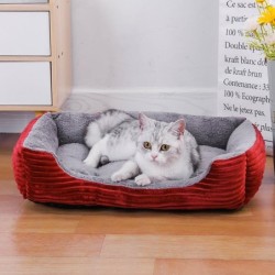 Katzenbett Hundebetten Haustierhütte Quadratisches Plüsch Beruhigendes Bett Kissen für mittelgroße und kleine Hunde Haustierb