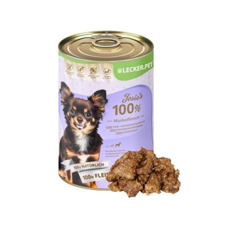 Lyra Pet Lecker.Pet Josie's 100 % Muskelfleisch Rind Hundefutter Nassfutter 6x400 g