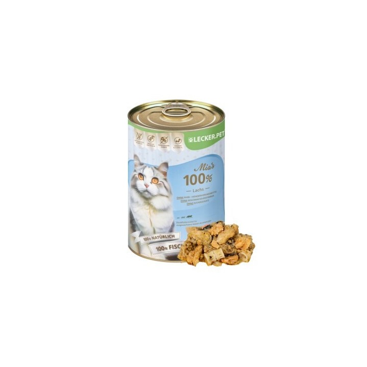 Lyra Pet Lecker.Pet Mia's 100 % Lachs Katzenfutter Nassfutter 6x400 g