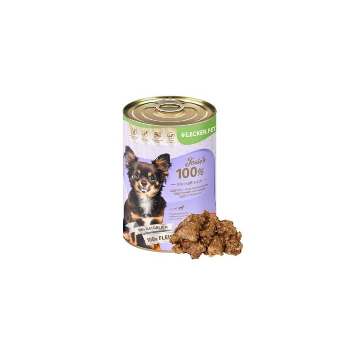 Lyra Pet Lecker.Pet Josie's 100 % Muskelfleisch Rind Hundefutter Nassfutter 12x400 g