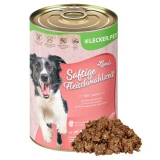 Lyra Pet Lecker.Pet Luna's Saftige Fleischmahlzeit mit Lamm Hundefutter Nassfutter 24x400 g