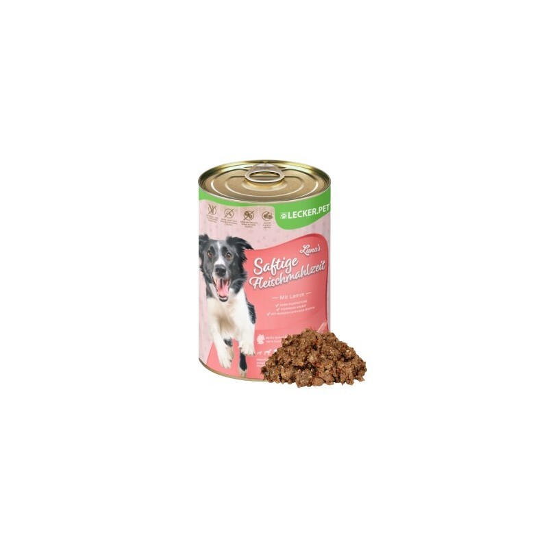 Lyra Pet Lecker.Pet Luna's Saftige Fleischmahlzeit mit Lamm Hundefutter Nassfutter 24x400 g