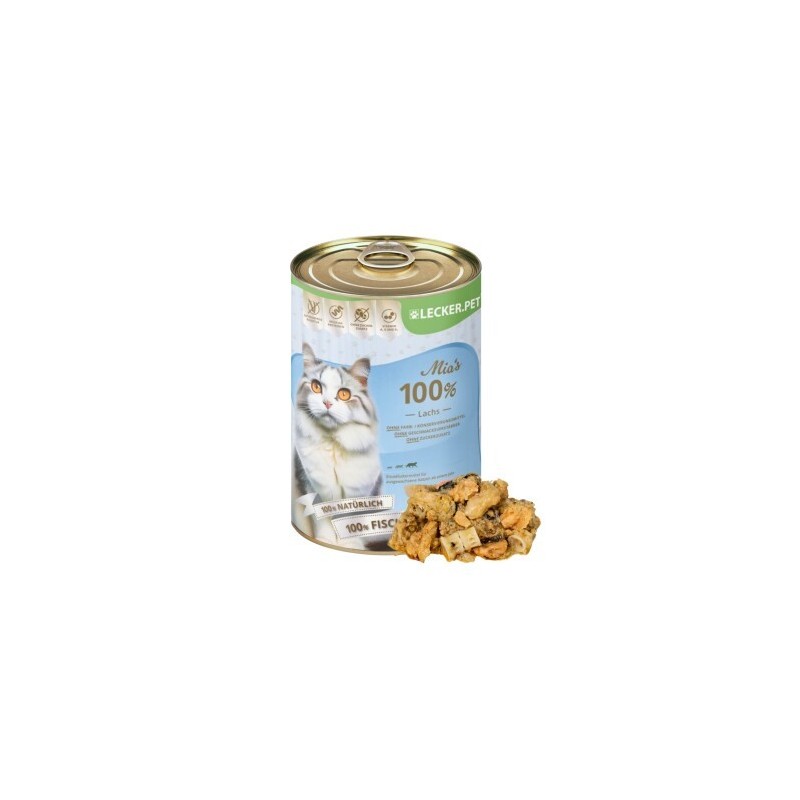 Lyra Pet Lecker.Pet Mia's 100 % Lachs Katzenfutter Nassfutter 18x400 g