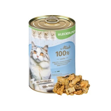 Lyra Pet Lecker.Pet Mia's 100 % Lachs Katzenfutter Nassfutter 18x400 g