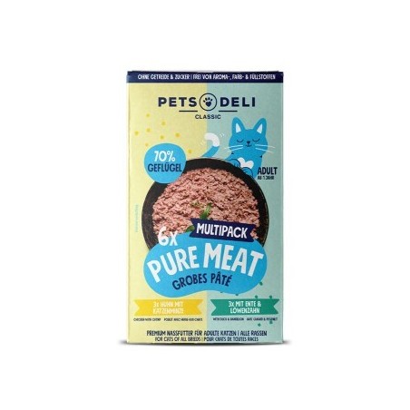 Pets Deli Nassfutter Katze Adult Pure Meat Multipack Huhn & Ente 6x85 g