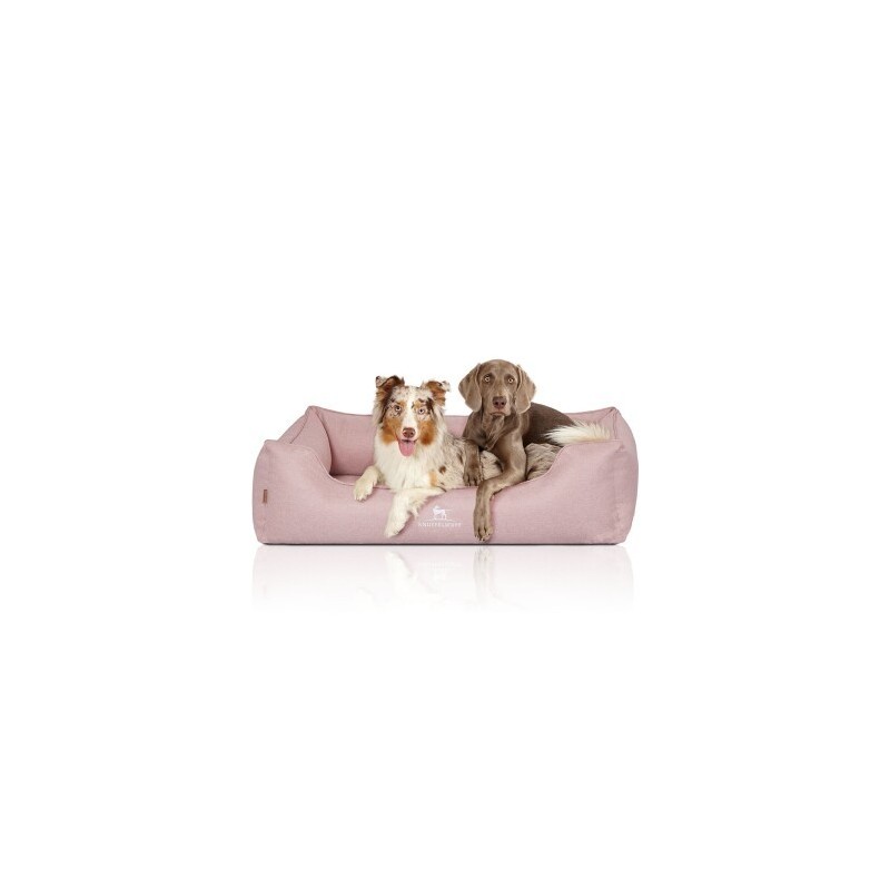 Knuffelwuff Orthopädisches Hundebett Luisa aus Velours mit feinem Handwebcharakter Sunshine Edition hellrosa XL