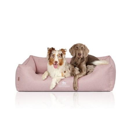 Knuffelwuff Orthopädisches Hundebett Luisa aus Velours mit feinem Handwebcharakter Sunshine Edition hellrosa XL