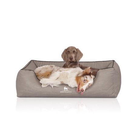 Knuffelwuff Orthopädisches Hundebett Columbia aus laser-gestepptem Kunstleder hellgrau XL
