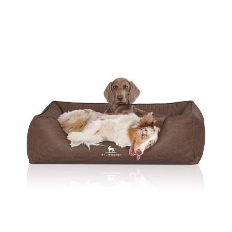 Knuffelwuff Orthopädisches Hundebett Columbia aus laser-gestepptem Kunstleder braun XL