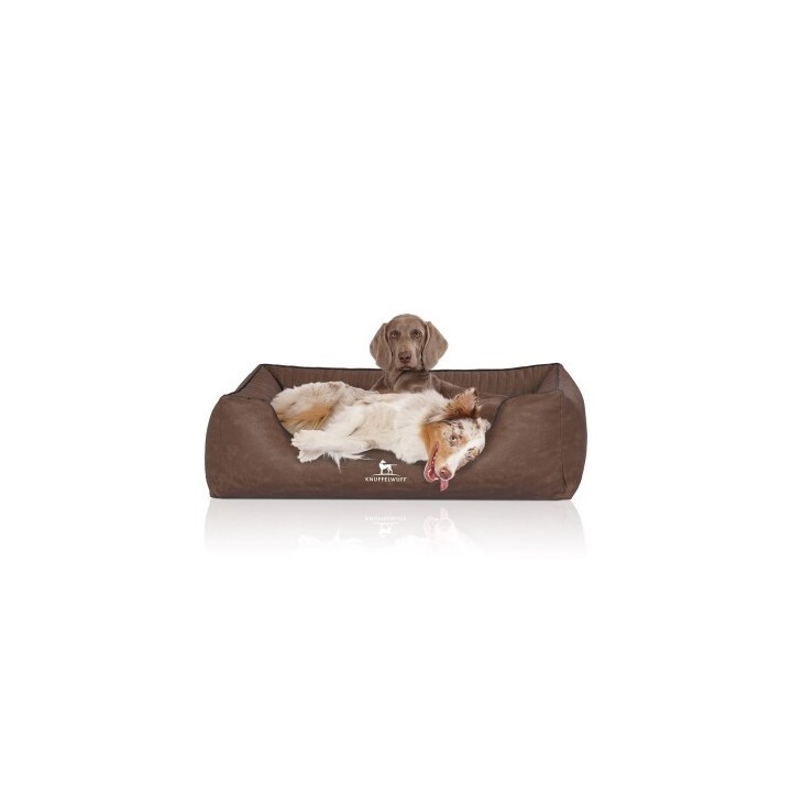Knuffelwuff Orthopädisches Hundebett Columbia aus laser-gestepptem Kunstleder braun XL