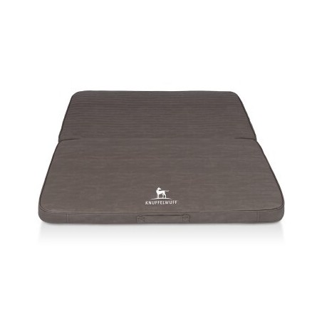 Knuffelwuff Faltbare Reisematte Orthopädisch Roanoke aus Laser gestepptem Kunstleder braun/ grau XL
