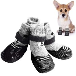 Rutschfeste Gummisocken für Katzen und Hunde mit verstellbarem Kordelzug, kleine Welpensockenschuhe L rot