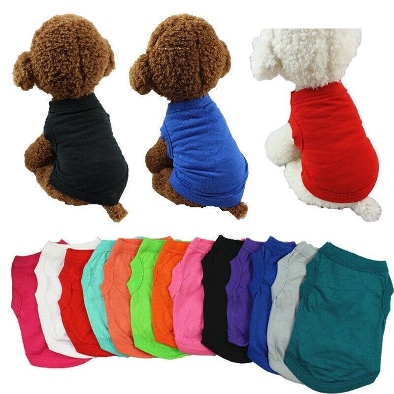 Schlichte Baumwoll-Katzen-Hunde-Kleidung, Sommer-Weste für kleine und mittelgroße Hunde, Haustier-T-Shirt, Kleidung, einfarbi