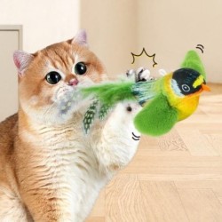 Zwitschern Vogel Katze Spielzeug Interaktive Flattern Flügel Plüsch Vogel Spielzeug Batterie Betrieben Stimulieren blau