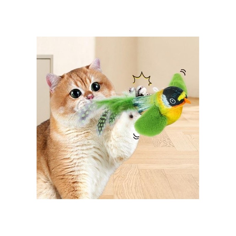 Zwitschern Vogel Katze Spielzeug Interaktive Flattern Flügel Plüsch Vogel Spielzeug Batterie Betrieben Stimulieren blau