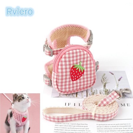 Katzengeschirr mit Rucksack, atmungsaktiver Brustgurt, Haustier-Zugseil-Set, Teddy, Mini-Hund, zum Spazierengehen, Heimtierbe