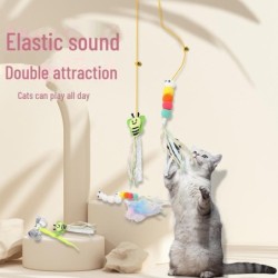 Katzenangel aus elastischem Seil: Beißfestes Hängespielzeug zum Spielen für Kätzchen und zur Linderung von Langeweile Feather
