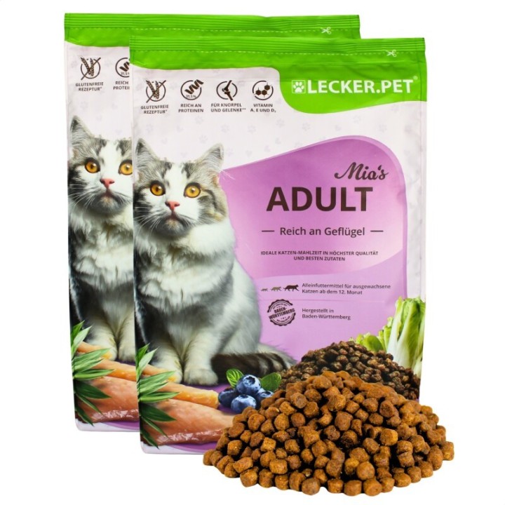 Lyra Pet Lecker.Pet® Mia's Adult Herzhaftes Geflügel Katzenfutter Trockenfutter Vollnahrung 5 kg