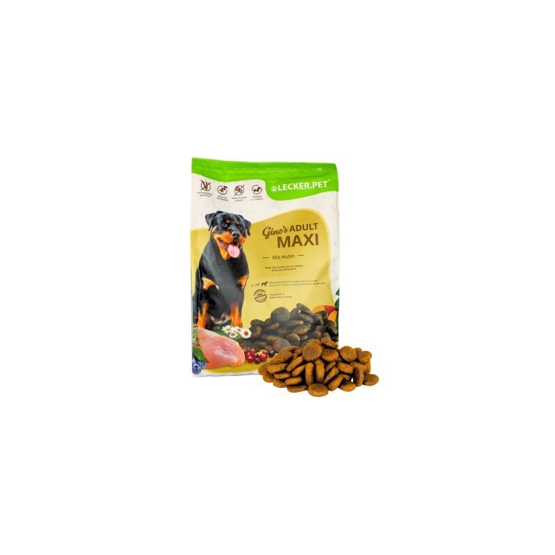 Lyra Pet Lecker.Pet Gino's Adult Maxi mit Huhn Hundefutter Trockenfutter Vollnahrung 4 kg