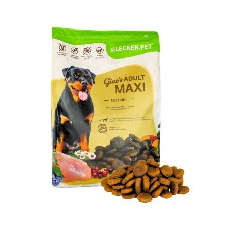 Lyra Pet Lecker.Pet Gino's Adult Maxi mit Huhn Hundefutter Trockenfutter Vollnahrung 4 kg