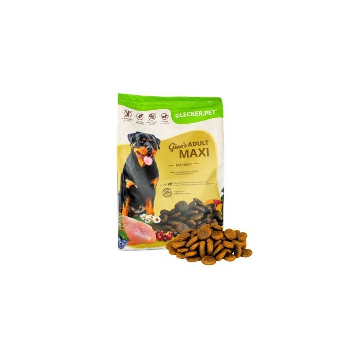 Lyra Pet Lecker.Pet Gino's Adult Maxi mit Huhn Hundefutter Trockenfutter Vollnahrung 4 kg
