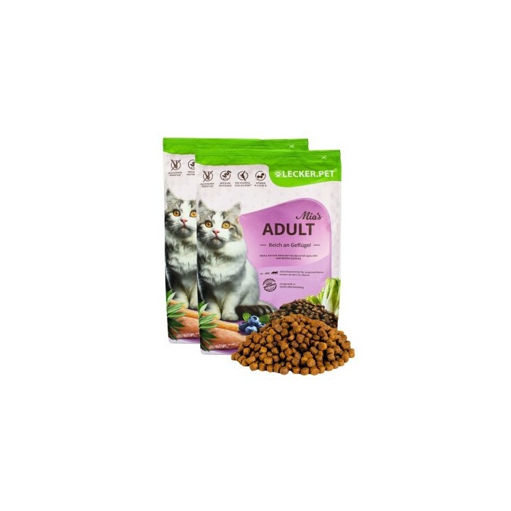 Lyra Pet Lecker.Pet® Mia's Adult Herzhaftes Geflügel Katzenfutter Trockenfutter Vollnahrung 5 kg