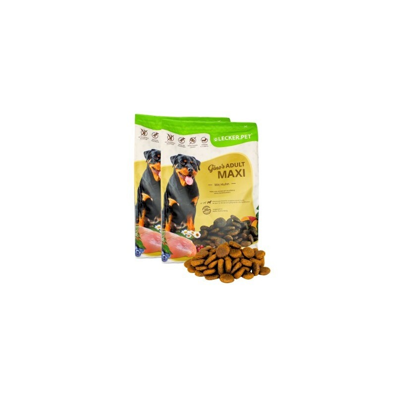 Lyra Pet Lecker.Pet Gino's Adult Maxi mit Huhn Hundefutter Trockenfutter Vollnahrung 8 kg