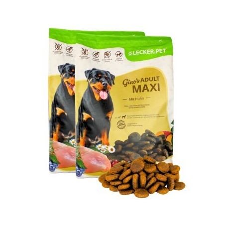 Lyra Pet Lecker.Pet Gino's Adult Maxi mit Huhn Hundefutter Trockenfutter Vollnahrung 8 kg