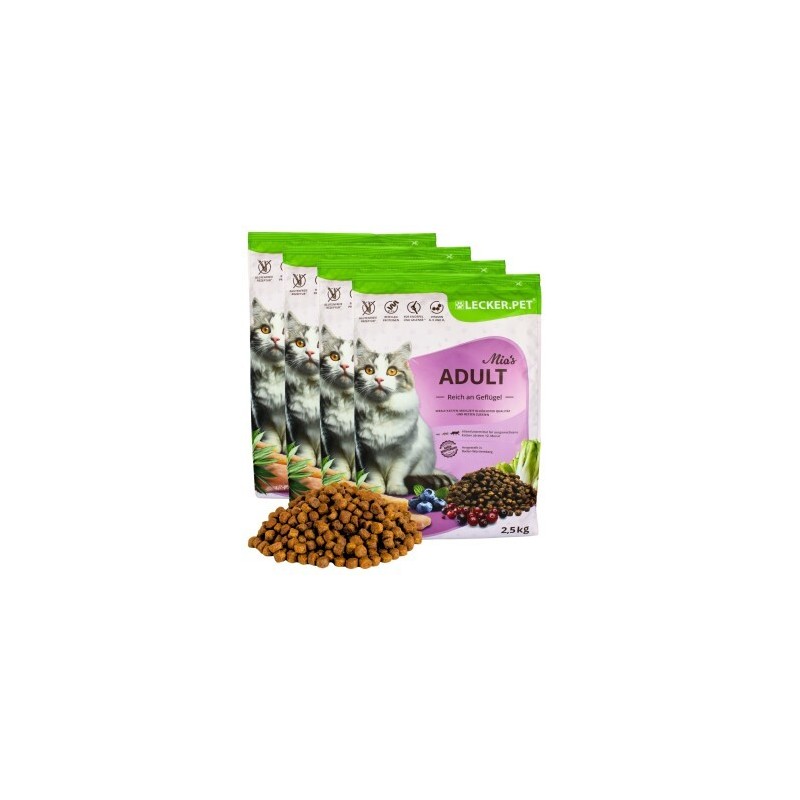 Lyra Pet Lecker.Pet® Mia's Adult Herzhaftes Geflügel Katzenfutter Trockenfutter Vollnahrung 10 kg