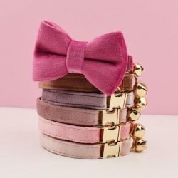 Katzenbedarf Katzenhalsband aus Samt Personalisiertes Katzenhalsband mit Namensschild Glöckchen Fliege Individuell gravierte